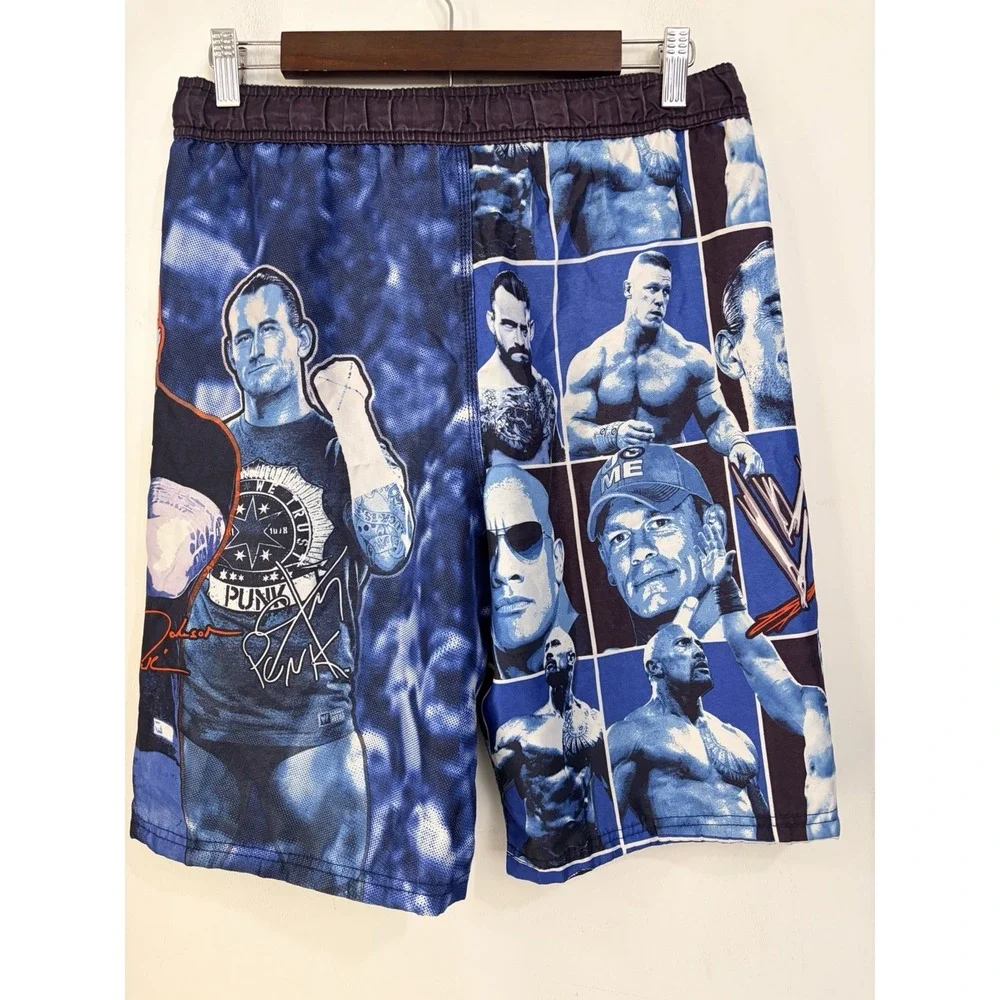 WWE Superstars Swim Trunks Boys XL 14/16 John Cena The Rock Randy Orton 2013